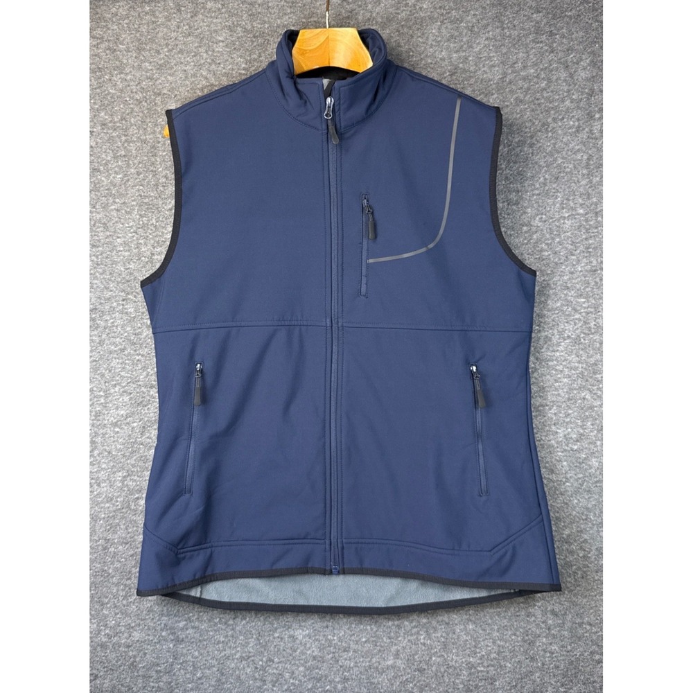Willit Softshell Vest Navy Blue Full Zip Fleece Lined Hiking Golf Men Size M EUC